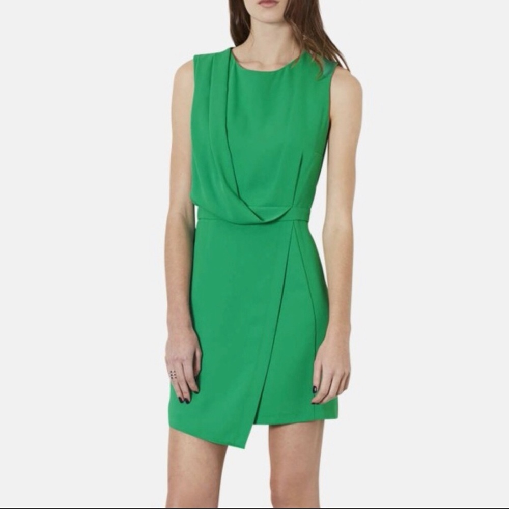 TOPSHOP Draped Front Neon Green Dress